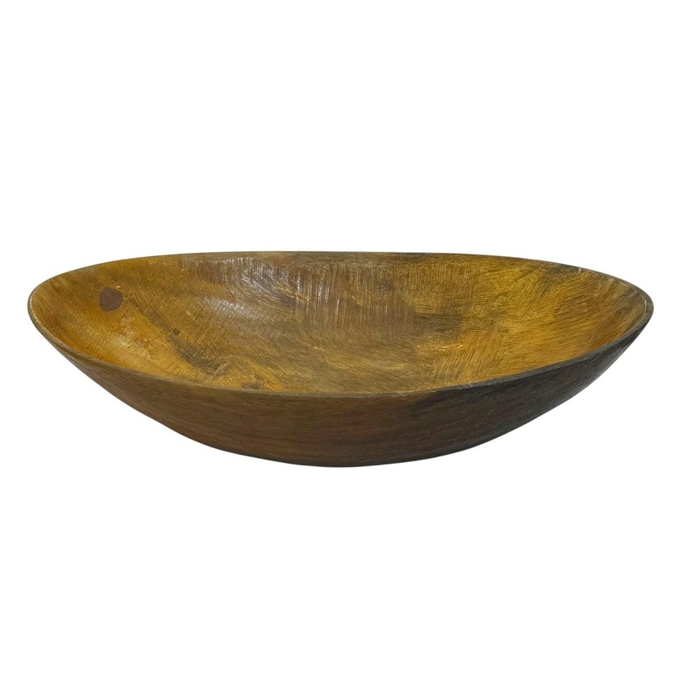 Hand Carved Wooden Dough Bowl Primitive Rustic Farmhouse‎ Decor Oval Wood Bowl - Picture 6 of 14